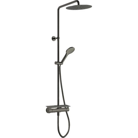 Colonne de douche porte savon omega chromé noir brossé - CRISTINA ONDYNA OG48775