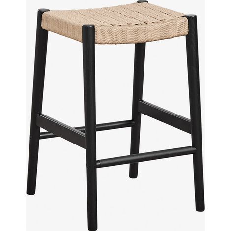 Pack de 4 Taburetes Altos en Madera de Roble y Cuerda Trenzada (66 cm) Mara SKLUM             