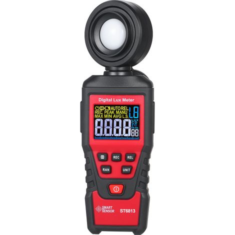 Luxmètre numérique portable ST6813 avec écran LCD couleur, capteur de luminosité rotatif 180°, mesure jusqu'à 100 000 lux / 10 000 FC, photomètre alimenté par pile, pour plantes d'intérieur, inclut 1 (1/2)