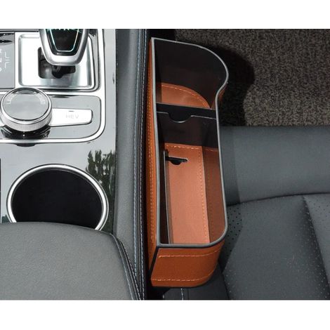 (Cuir marron droit) Poche de rangement pour siège auto Hummer H1 H2 H3, organisateur de siège, boîte de rangement pour fente, rangement intérieur de voiture (1/5)