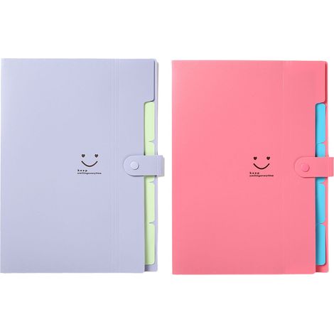 Dossier Extensible - 5 Pochettes Avec Onglets - Format Lettre A4 - Fermeture À Cliquet - Lot De 2 (1/5)