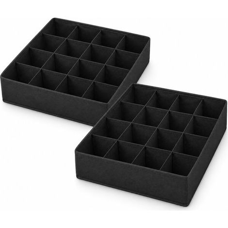Ensemble universel deux pièces pour tiroirs et boîtes de rangement de placard : plateau, accessoires de vêtements, système de rangement avec séparateurs de tiroir, panier de rangement et placard. (1/5)