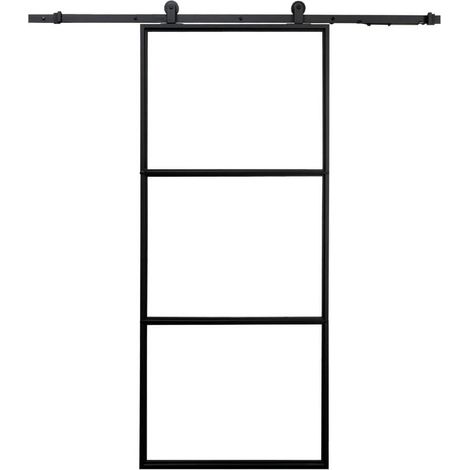 HOME DELUXE - Glasschiebetür STELLAR - 205 x 90 cm, Klarglas, inkl. Gleitschiene und Zubehör I Glastür Wohnungstür Innentür Glasschiebetür Schiebetür Glastür Doppelglasschiebetür