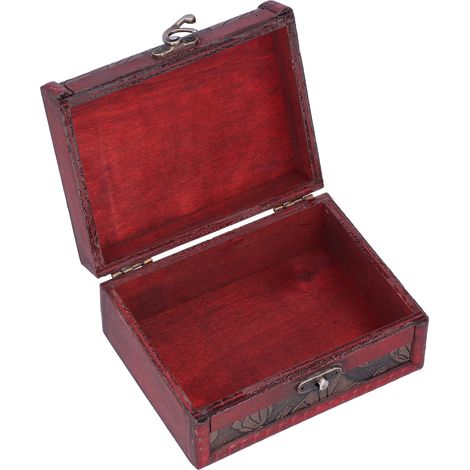 Boîte à bijoux ancienne en bois sculpté à motifs fleuris, coffret de rangement décoratif pour accessoires (1/5)