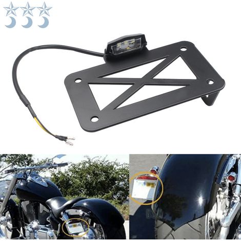 Pièces détachées pour motos, pièces de modification, cadre de plaque d'immatriculation rétro pour moto cruiser américaine avec éclairage, support en métal noir