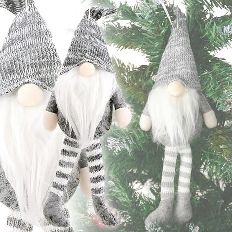 Decorazione natalizia a forma di barba di gnomo nano grigio, regalo per le feste. (1/5)