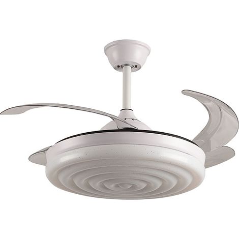 Ventilador DC ARCOS blanco, 4 aspas retráctiles, 72W LED 300040006000K, Al.35xD.108/50cm (1/3)