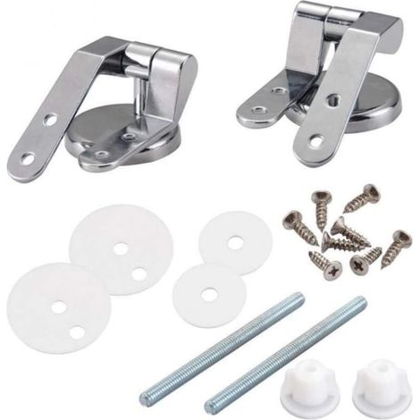 1 paire (non universelle) de charnières de siège de toilette en alliage de zinc avec boulons, vis et écrous, charnières de couvercle de toilette à clip supérieur, pièces de rechange pour couver (1/4)