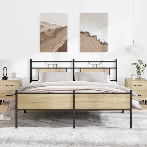 Metallbett ohne Matratze Sonoma-Eiche 180x200 cm