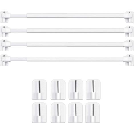 – Barres extensibles pour tringle à rideau adhésive – Installation sans perçage – Lot de 4 – Longueur 40-60cm – Plastique de qualité - 4PCS-40-60CM (1/4)