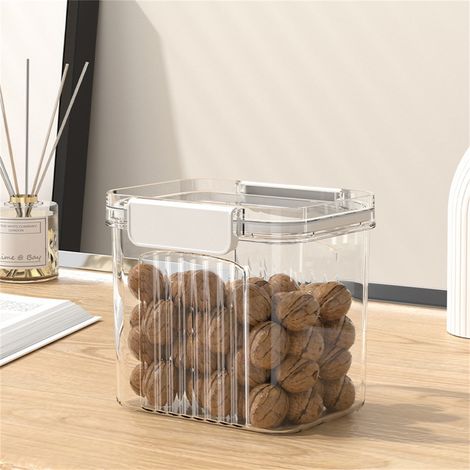 Boîte De Rangement Aliments Secs - Contenant Hermetique Pour Céréales Pâtes Orge Noix Bonbons - Transparent - Lot De 3 Tailles (1/3)