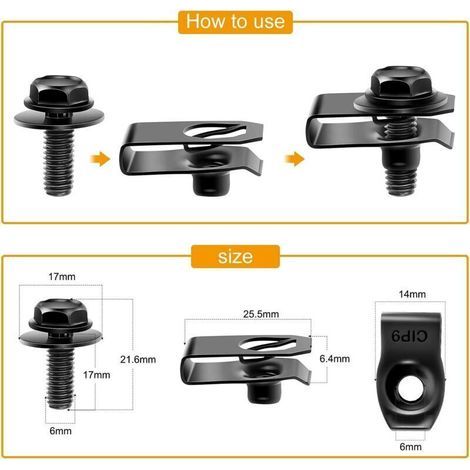 35 rivets noirs pour plaque de protection moteur, pare-chocs et garde-boue (1/3)