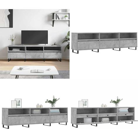 Meuble TV gris béton 150x30x44,5 cm bois d'ingénierie - Meubles Tv - Meuble Tv - Buffet Tv - Banc Tv - Meuble Rangement - Home & Living (1/5)