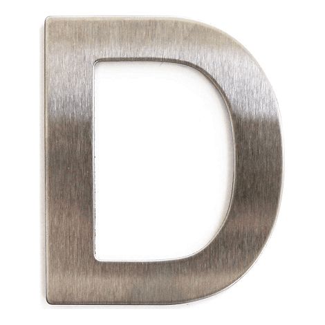 Letra D adhesivo en acero inoxidable 7.5 cm  Gris