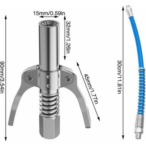 Coupleur pour pompe à graisse - - 2 pièces - Tuyau flexible - Compatible 1/8 NPT - Acier inoxydable (1/4)