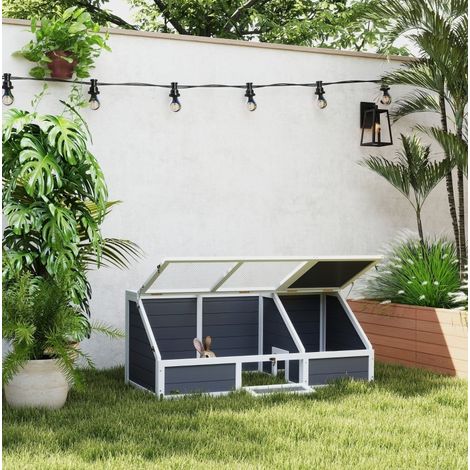 Recinto exterior para tortugas 120x55x20/50 cm de madera y acero galvanizado gris claro - MEUBLIV (1/5)