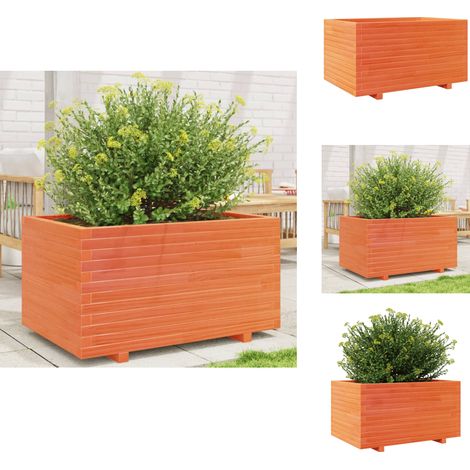 Pflanzkübel Wachsbraun 90x60x49,5 cm Massivholz Kiefer - Kiefernholzkübel - Blumentopf Aus Holz - Pflanzenbehälter - Balkonpflanzen - Gartendekoration (1/5)