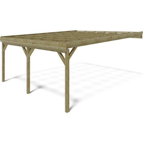 Tettoia posto auto coperto in legno 5.80x5.06 m - 29.00 m2 - addossato  - CAR23 (1/5)