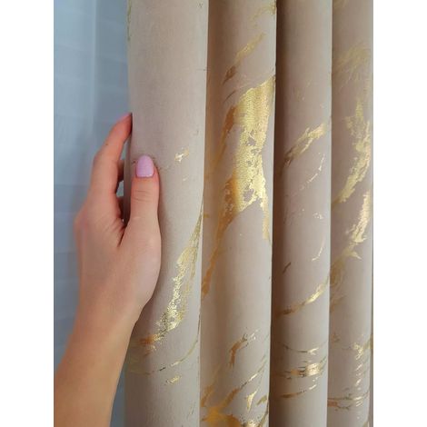 Rideau en velours à motif marbre - beige (1/5)