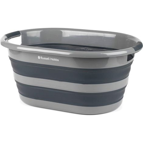 Panier à Linge - Pliables Ovale Corbeille à Linge, Capacité de 27L, Léger, Poignées latérales ergonomiques, gain de place, portable, léger, pour la lessive sèche et humide (1/5)