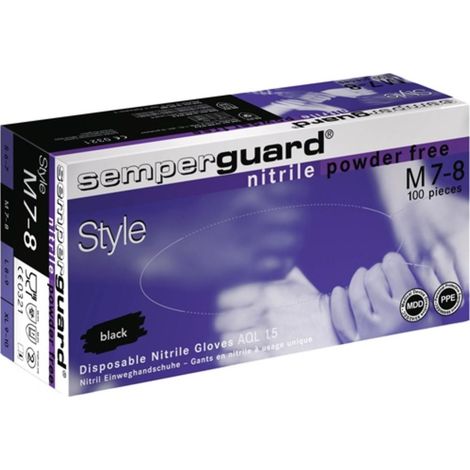 Guante de protección desechable Semperguard Nitril Tamaño de estilo XL Nitrilo negro en 374, en 455 Categoría EPI III 90 piezas/caja semperit (1/4)