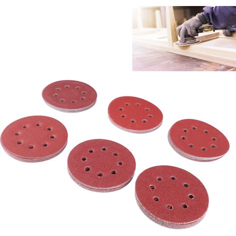 125 mm (5 Zoll) beflocktes Schleifpapier mit 8 Löchern, beflockter Rückseite und runder Körnung (1/5)