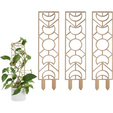 30 cm Rankhilfe für Kletterpflanzen – Kleines, wasserfestes Holzgitter – Mond- und geometrisches Muster – 3er-Set – Für Efeu und Wachsblumen (1/5)