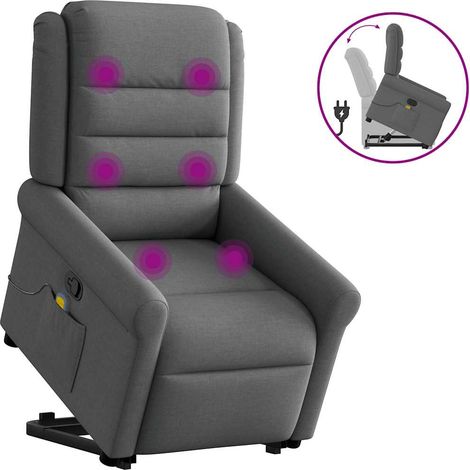 Massagesessel mit Aufstehhilfe Dunkelgrau Stoff