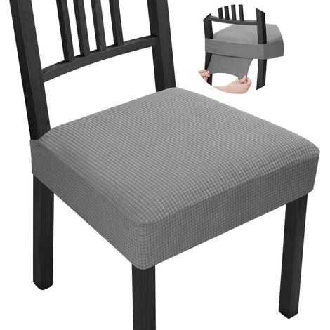 Stuhlbezug 4er Set Stretch Jacquard Grau für Esszimmerstühle (1/5)