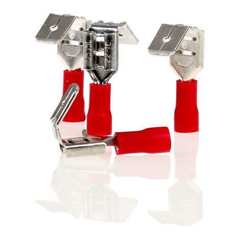 alca® Flachsteckhülsen mit Abzweig rot 6,3mm 10St. 0,5-1,5mm² AWG 22-16 teilisoliert männlich Flachstecker Quetschkabelschuhe Steckverbinder