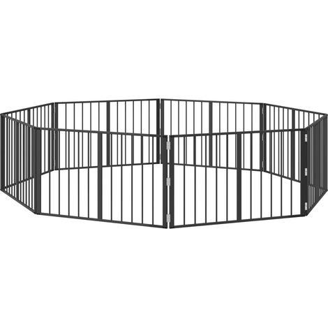Dog Gate 8 pcs Black 100 x 60 cm Galvanised Steel vidaXL
