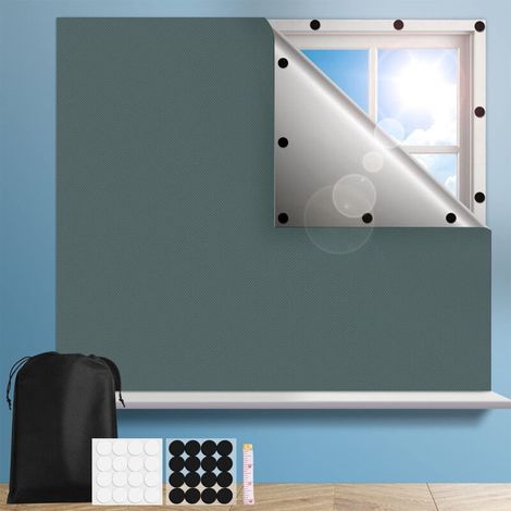 Rideaux occultants pour chambre à coucher, rideaux occultants temporaires pour fenêtres, stores occultants portables pour bébé en camping-car, gris foncé 100 × 145 cm (1/4)