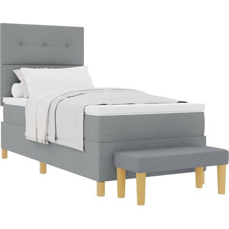 Lit simple  Lit adulte  Lit à ressorts avec matelas Gris clair 80 x 200 cm tissu