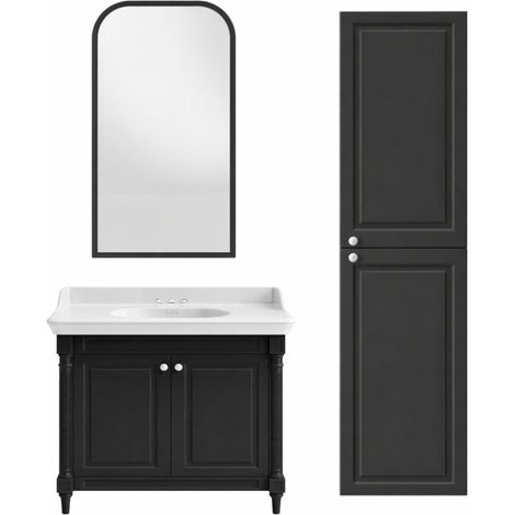 Mueble de baño JACOB DELAFON Cléo 1889 gris intenso + lavabo de 3 orificios + espejo + columna derecha (1/5)