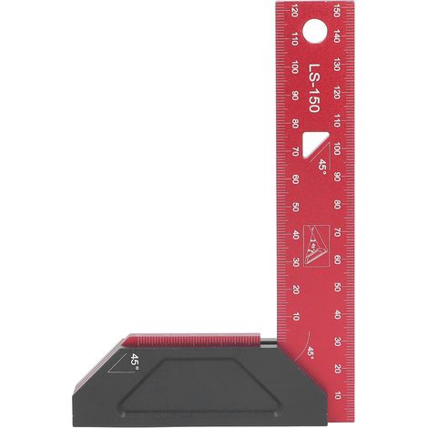 Équerre de menuiserie 150mm double 45°, règle de mesure et traçage pour charpentiers, outil de marquage précis en bois, rapporteur d'angle 15cm (1/5)