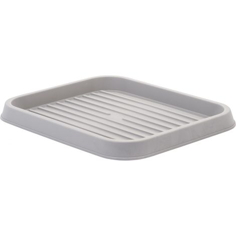 Égouttoir, Plateau, Bac à Chaussures Plastique, Lot de 3, SHT-S, Argent, Clips de Fermeture- L38 x P76 x H2.5 cm (1/5)