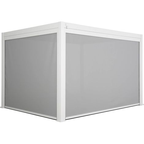 Pergola Bioclimatique blanche 300 x 400cm. aluminium à lames orientables + store 300cm + store 400cm (1/5)