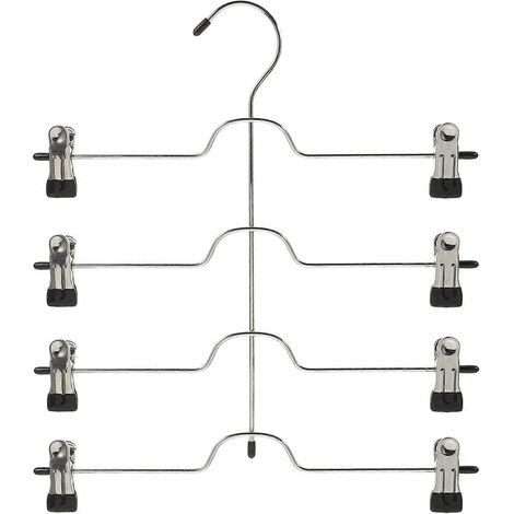 Cintre à jupes multi-niveaux, cintre en métal pour chaussettes et pantalons avec pinces-36X33cm-Black