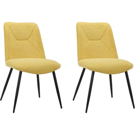 Lot de 2 chaises en tissu jaune et 4 pieds en métal noir - MELANIE (1/5)
