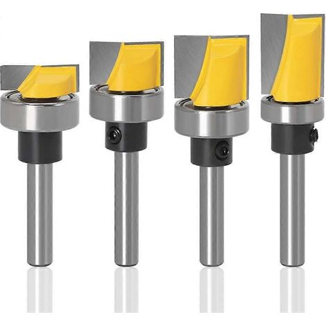 4-Piece Flush Decorative Hinge Mortise Template Router Set (1/4" Shank, Carbide Bit, Woodworking Router Tool - 13/16") (1/5)