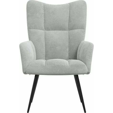 Chaise de relaxation Fauteuil de relaxation Chaise de Salon Relax Intérieur Gris clair Velours DGBDF747540 (1/5)
