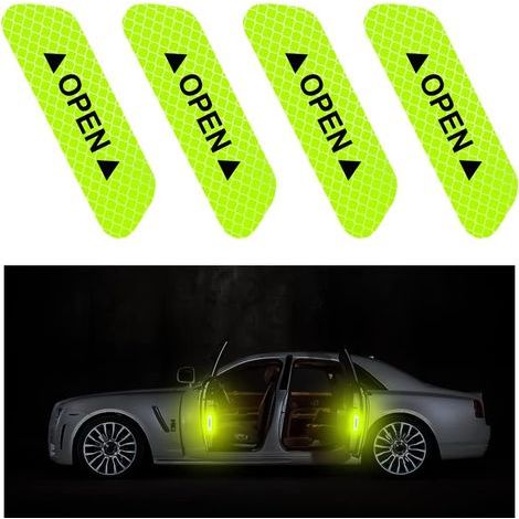 4 Stück Autotüraufkleber, Tür-offen-Erinnerungsaufkleber, wasserfeste, reflektierende Antikollisionsaufkleber, Auto-Außen- und Innenzubehör (Grün) (1/5)