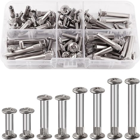Φ5 Pack of 40 Cabinet Connector with M4 Screws, Nickel-Plated Steel for Furniture Junction