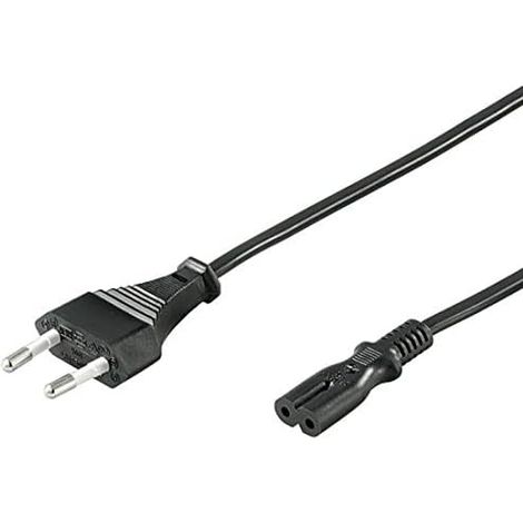 Lot de 2 Câble d'alimentation 3m, Fiche Euro C7, IEC 320, Noir, Pour PC Moniteur