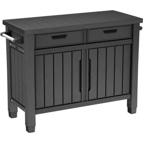 tavolino per barbecue keter "unity xl" colore grafite, 125,5x51,5x90 cm