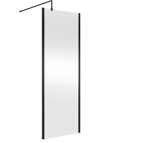 Balterley Wetroom Screen with Support Bar, 760mm, Matt Black
