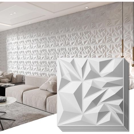 Lot de 33 Panneaux Muraux 3D, Panneaux Muraux Modernes Texturés pour jeux,salon,TV,fond mural, 30,5 x 30,5 cm,3㎡,blanc (1/5)