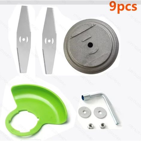 9-teiliges Set: Grasschutz, Schraubenschlüssel, Muttern, Unterlegscheiben, Diamantklingen und Aluminiumhalterung für Lithium-Freischneider (1/5)