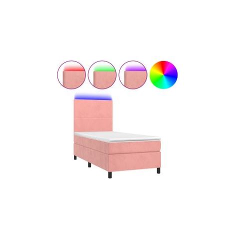 Sommier à lattes de lit avec matelas LED Rose 90x200 Velours (1/5)