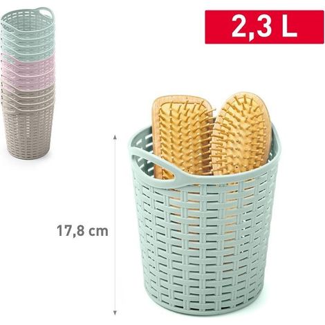 1 Pezzo Cesta Multiuso Tondo Effetto Rattan 2,3 Litri 17,8 cm 3 Colori (1/2)